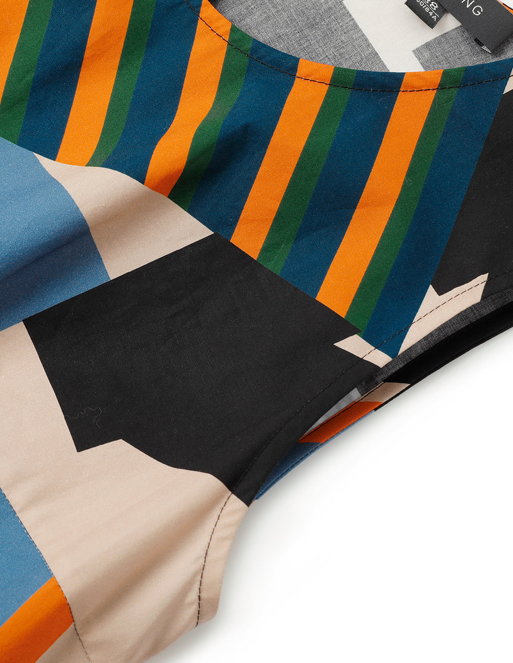 MARYLING Cotton Sleeveless Printed Dress