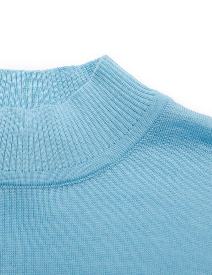 MARYLING Ribbed Semi-High Neck Loose Fit Wool Pullover