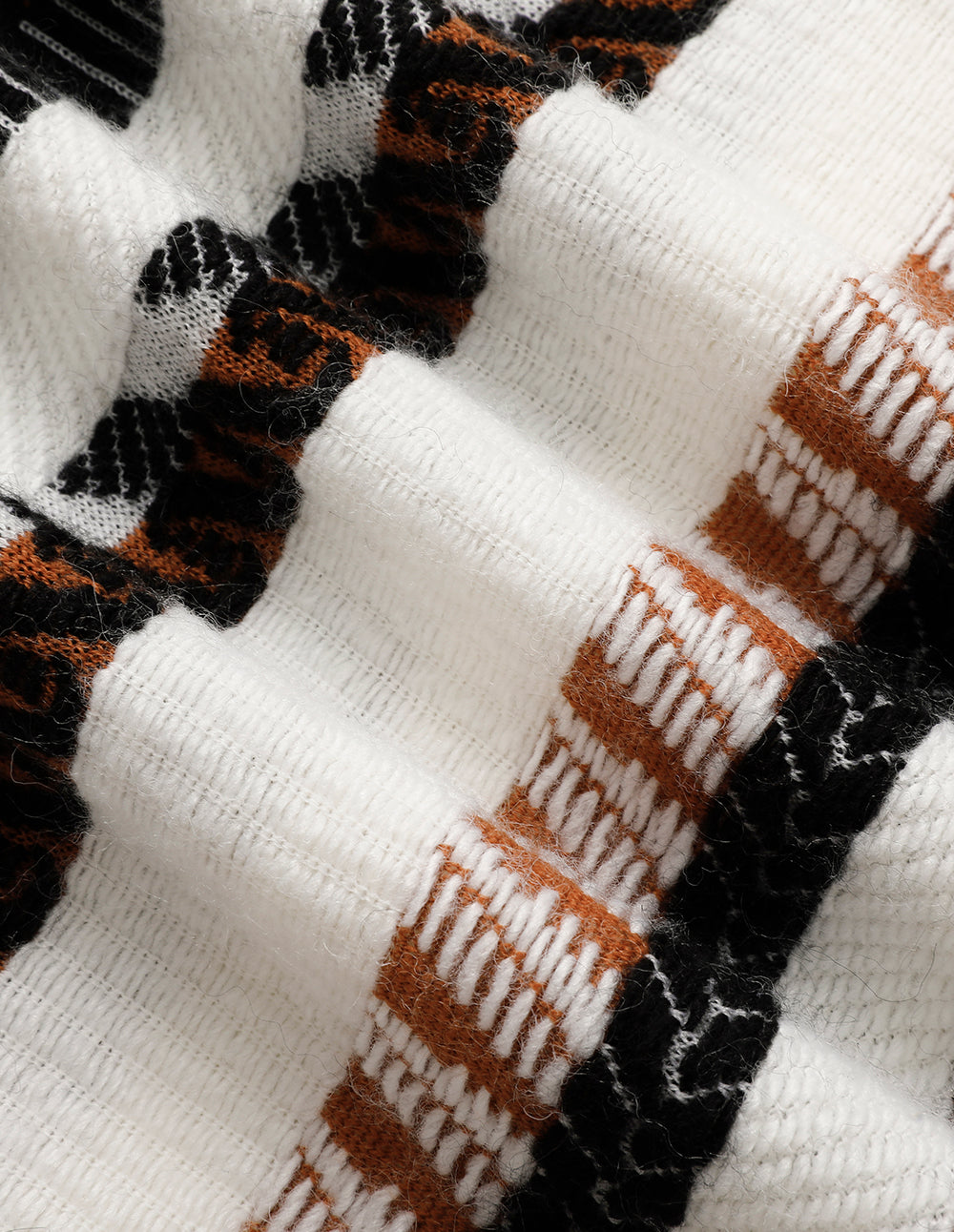 MARYLING Black And White Striped Round Neck Knitted Sweater