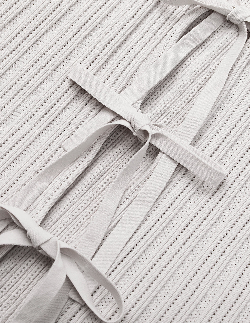 MARYLING V-neck Long-Sleeve Tie Ribbed Textured Knitted Cardigan