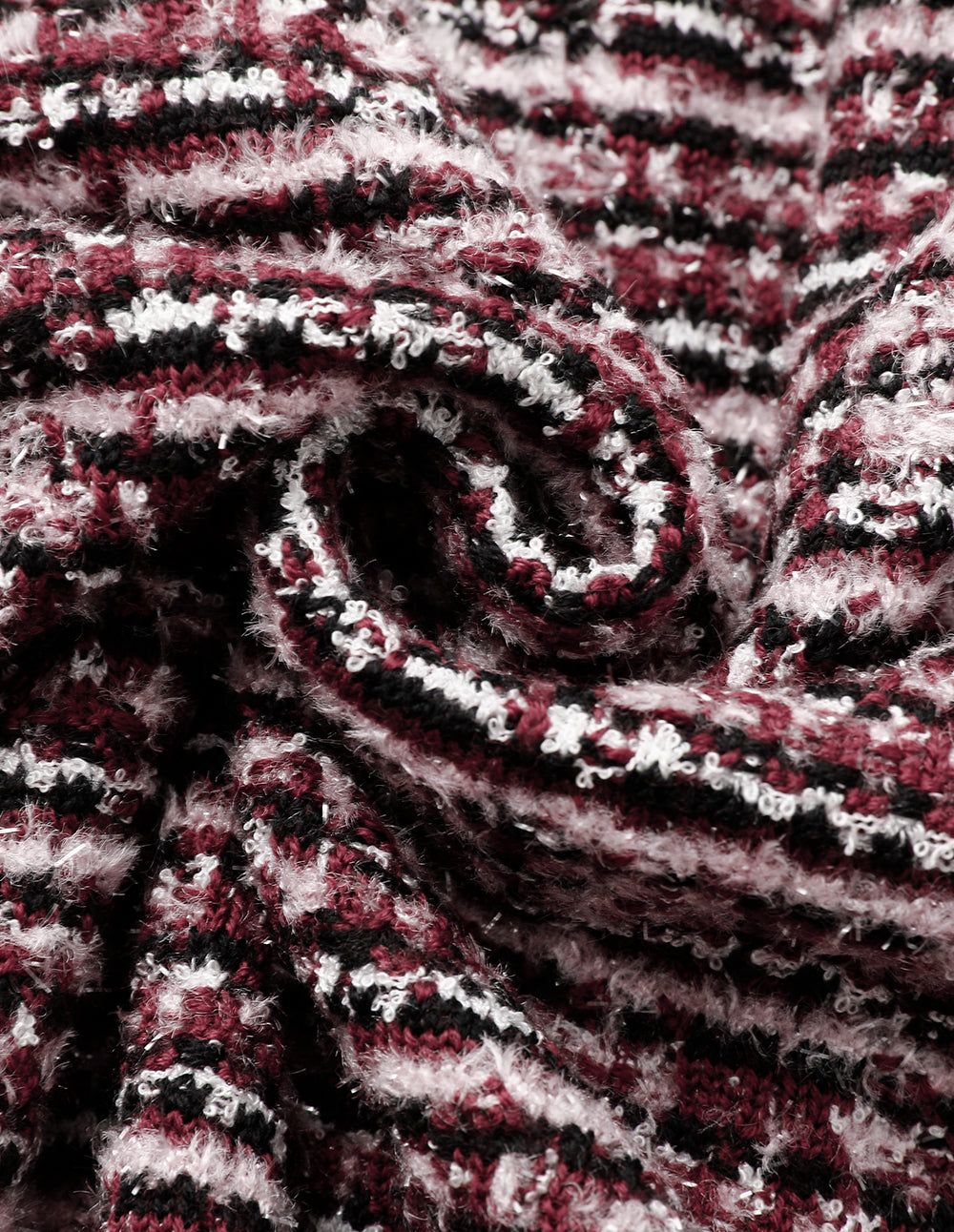 MARYLING Red & Black Plaid Imitation Tweed Knitted Knee-Length Straight Skirt