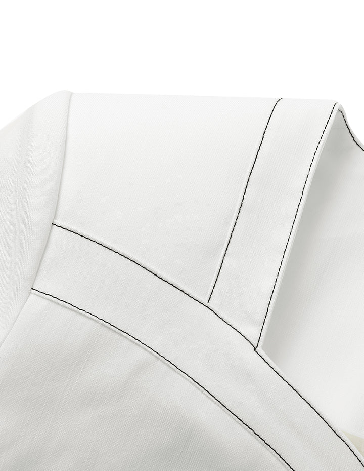 MARYLING White Contrast Topstitched Short Jacket