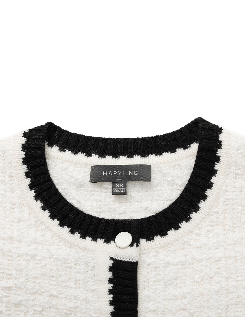 MARYLING Crew-Neck Ruffle Long-Sleeve Cropped Knit Cardigan