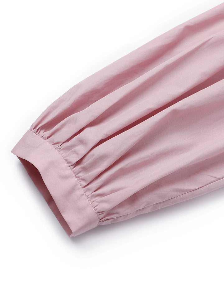 MARYLING Pink V-Neck Long Sleeves Blouse