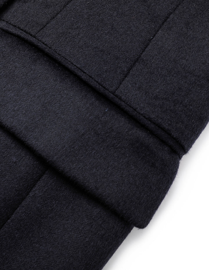 MARYLING Dark Blue Wool Lapel Double-Breasted Blazer