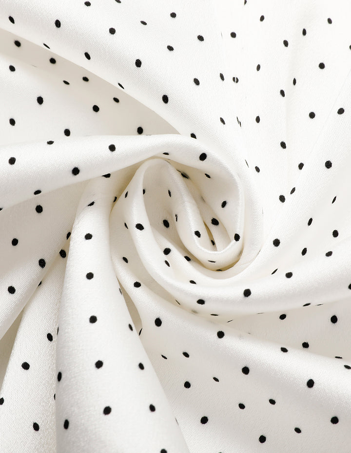 MARYLING Mid-Length Sleeve Polka-Dots White Blazer