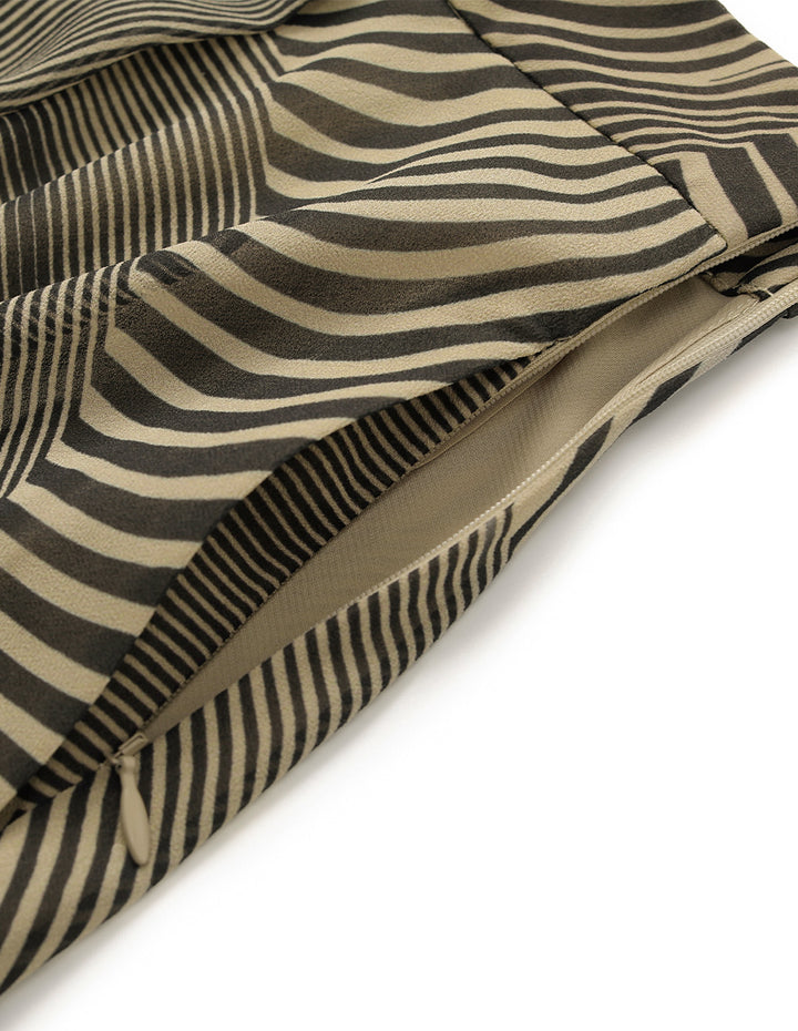 MARYLING Black Striped Print Knee-length Skirt