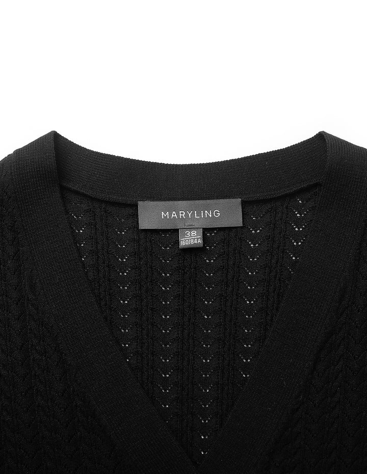 MARYLING V-neck Long-Sleeve Ruffle-Trim Knit Cardigan