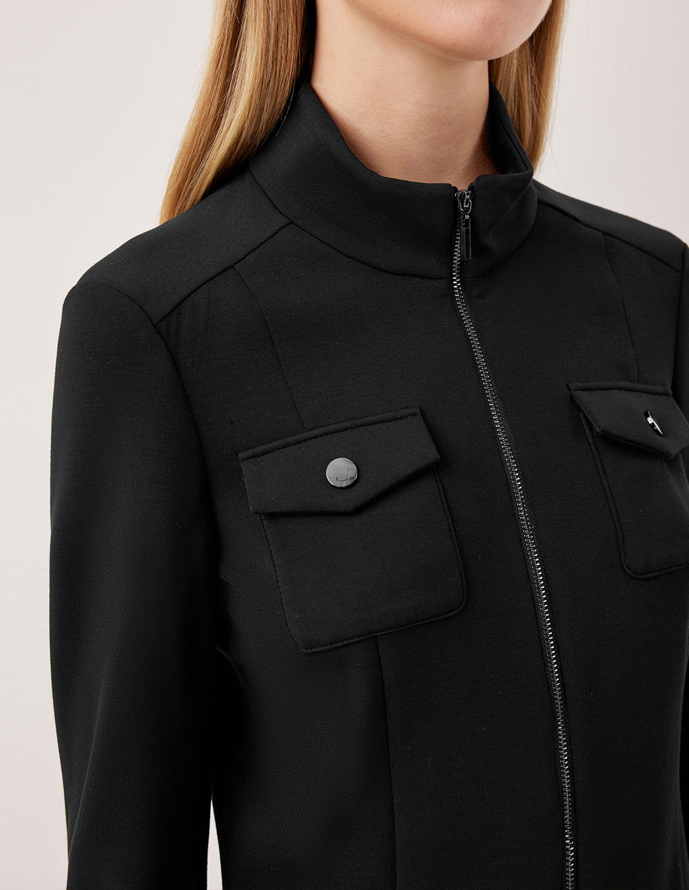 MARYLING Lapel Long Sleeve Double-Zipper H-Line Short Jacket