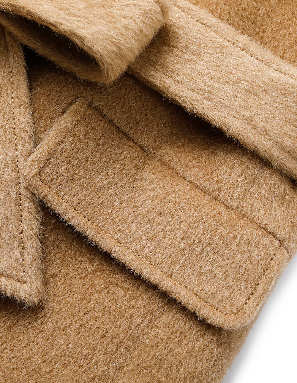 MARYLING Crew-Neck Single Oblique Breasted Belted Long-Sleeve Cashmere Coat