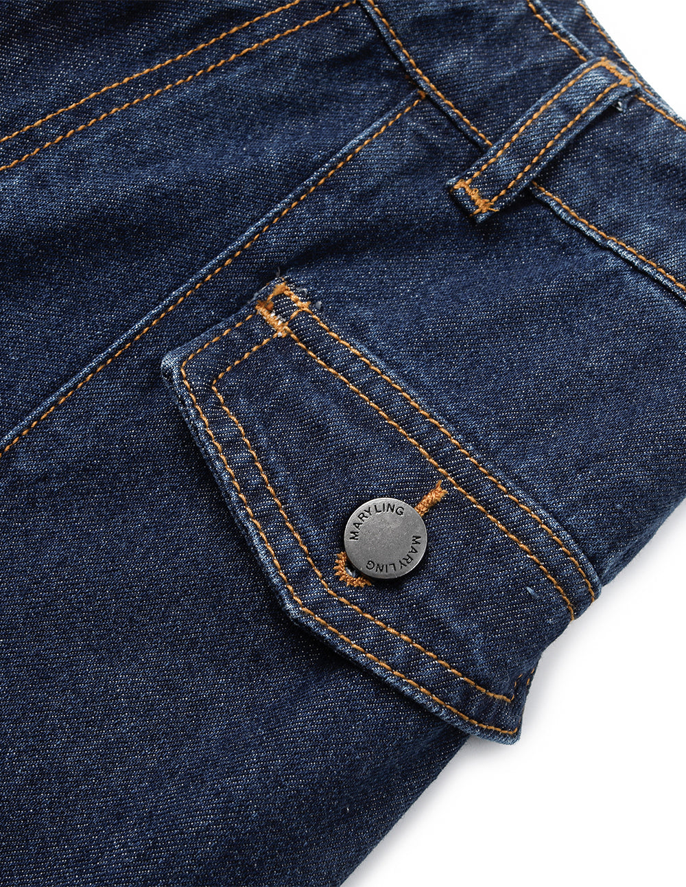 MARYLING Straight Wide-Leg Dark Blue Gradient Washed Denim Pants