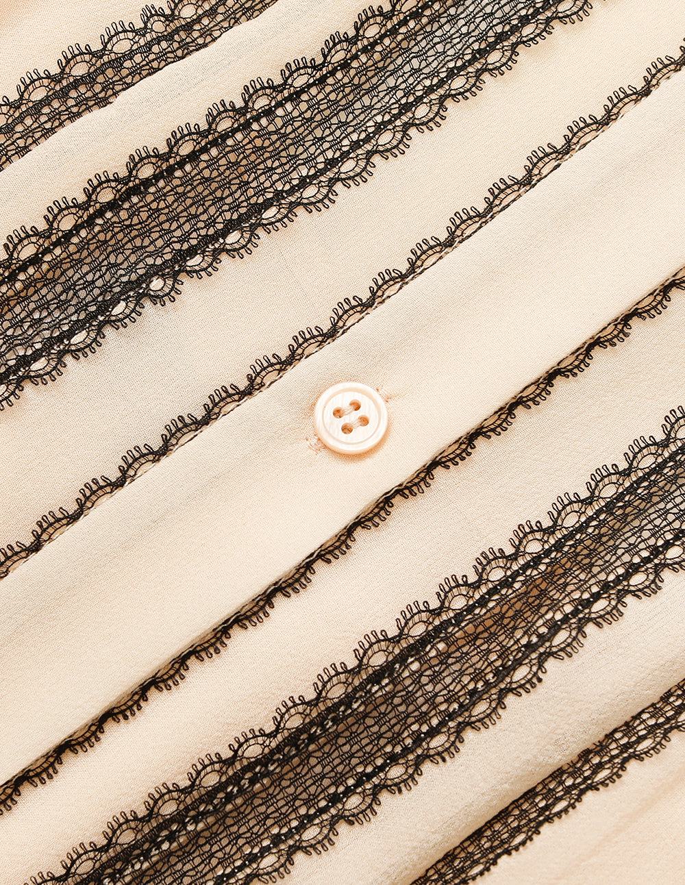 MARYLING Mandarin Collar Long-Sleeve Lace-Ruffle-Trim Silk Blouse