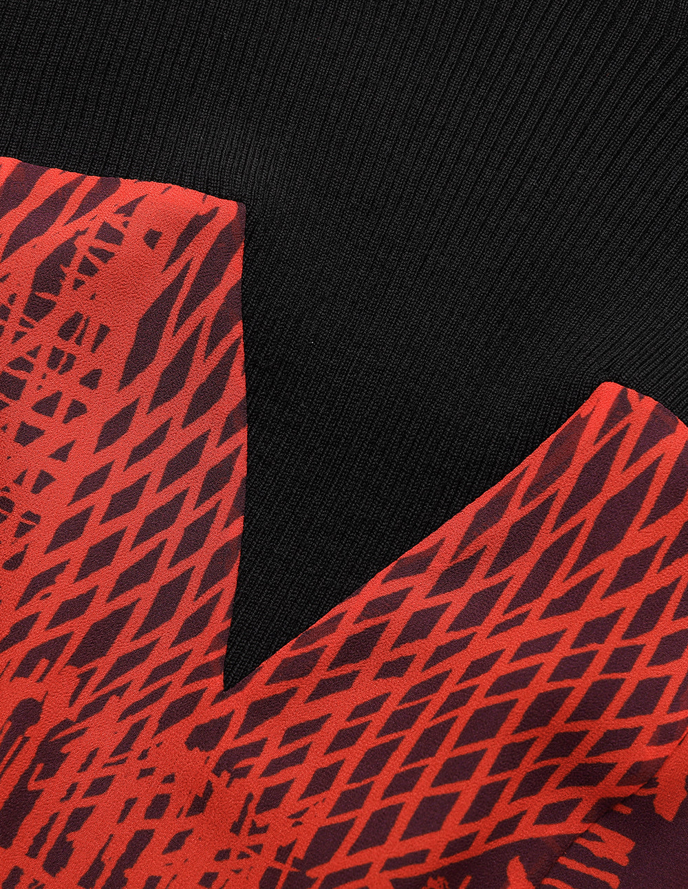 MARYLING Patchwork Knit Print Midi Dress