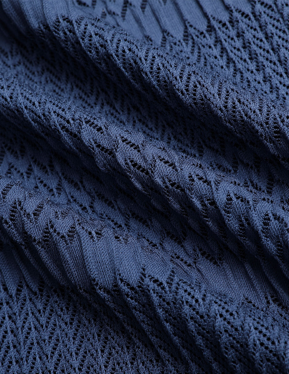 MARYLING Dark Blue Pleated Striped Lace Fishtail Skirt