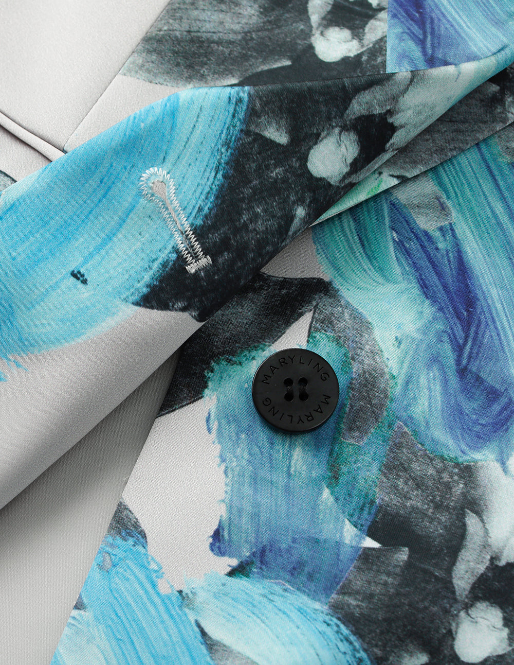 MARYLING Peaked Lapel Oil Painting Print Single-Button Long-Sleeve Blazer