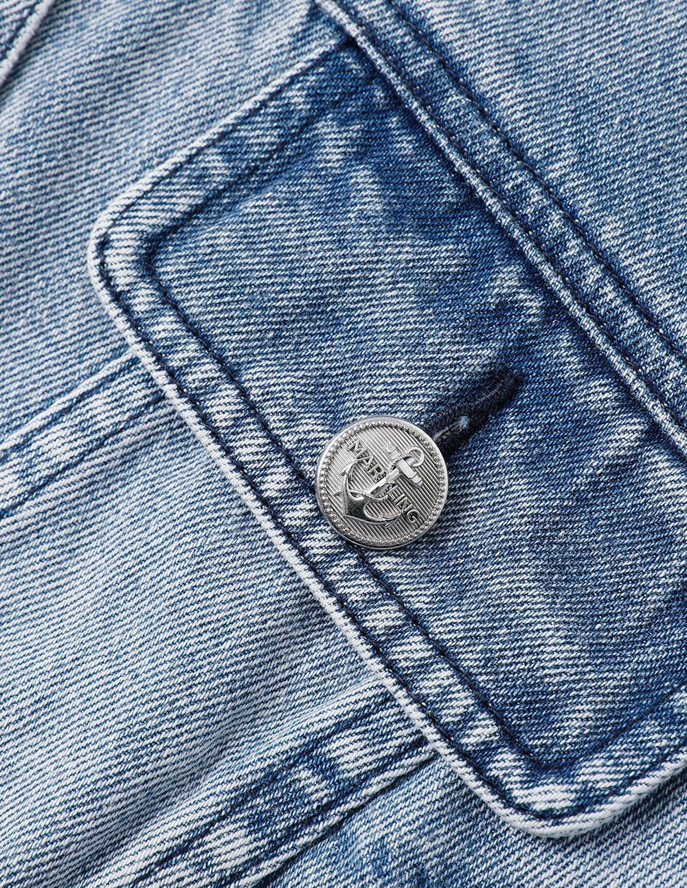 MARYLING Cropped Wash Blue Denim Jacket