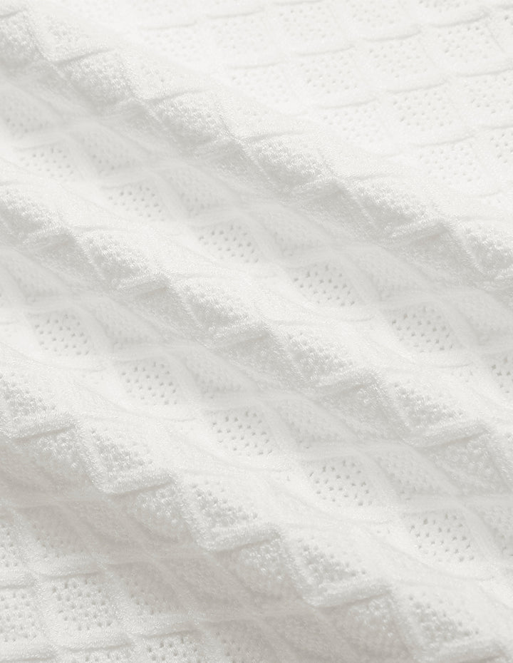 MARYLING Round Neck White Knitted Cardigan