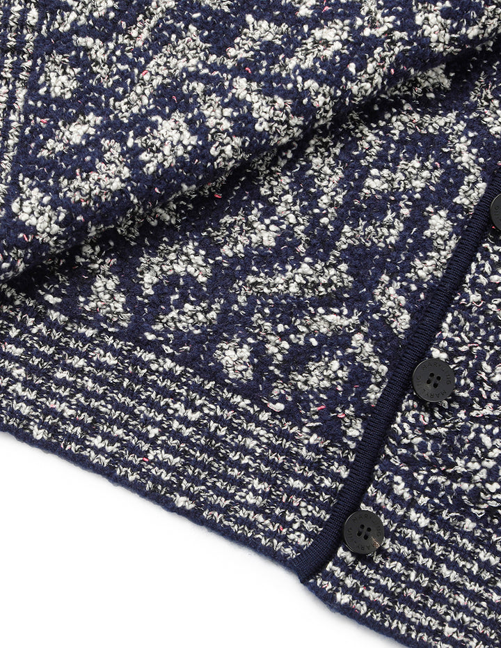 MARYLING Lapel Long Sleeve Wool Knitted Cardigan