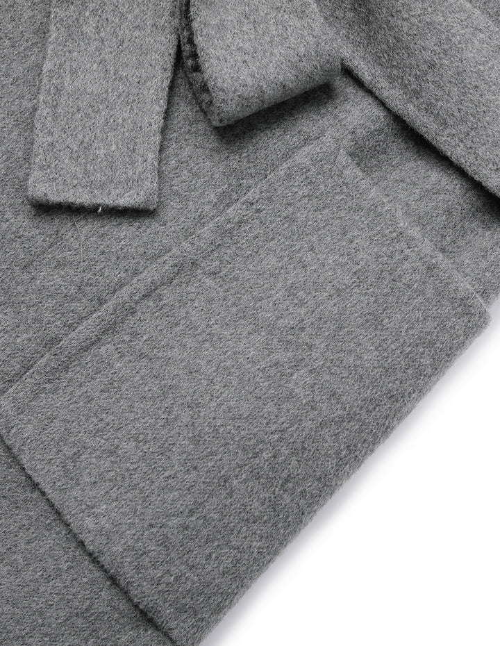 MARYLING Notched Lapel Wrap Belted Double-Faced Wool Coat