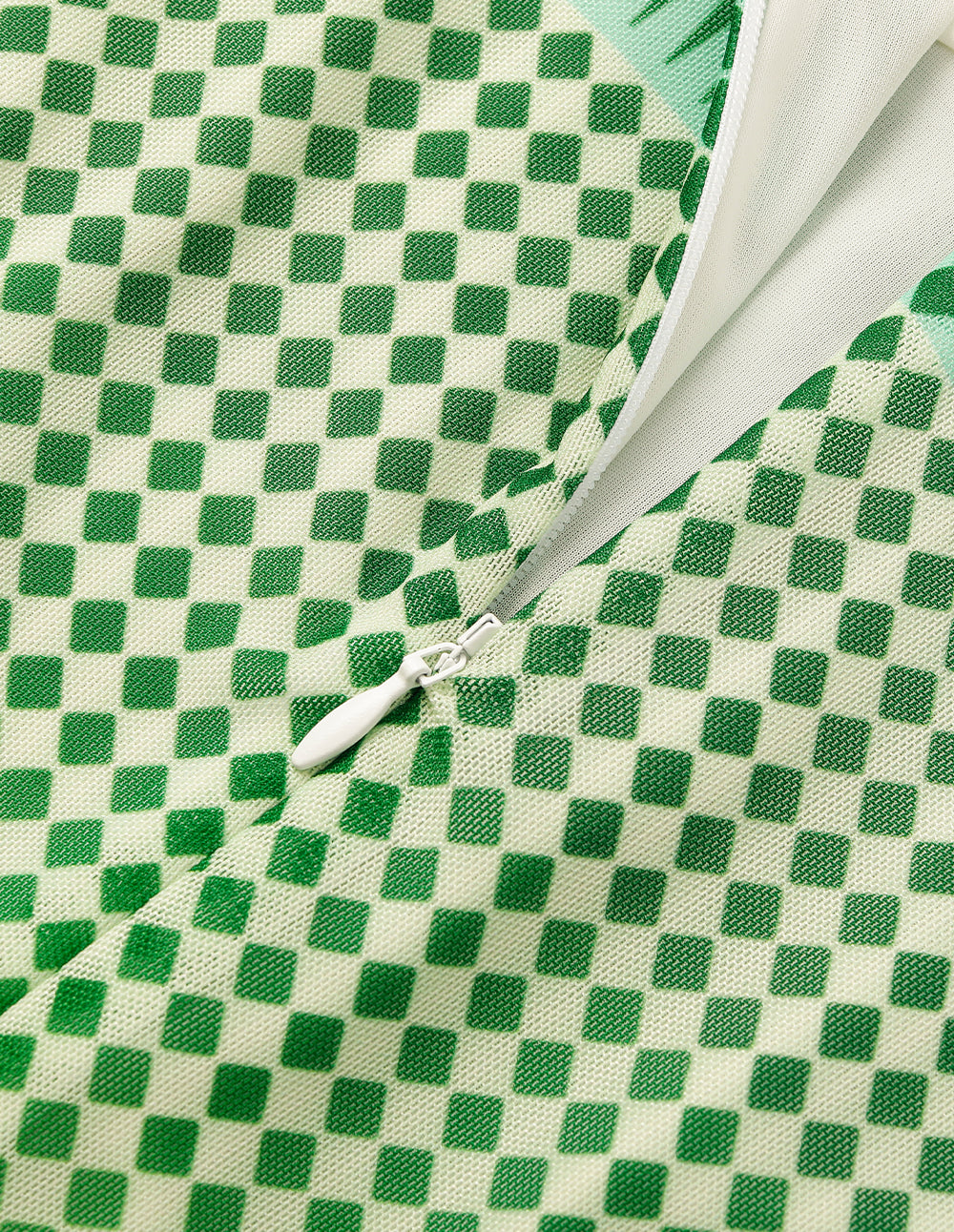 MARYLING Round-Neck Long-Sleeve Grid Print Midi Dress