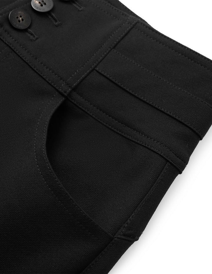 MARYLING High-Waisted Black Hip-Lifting Straight-Leg Trousers