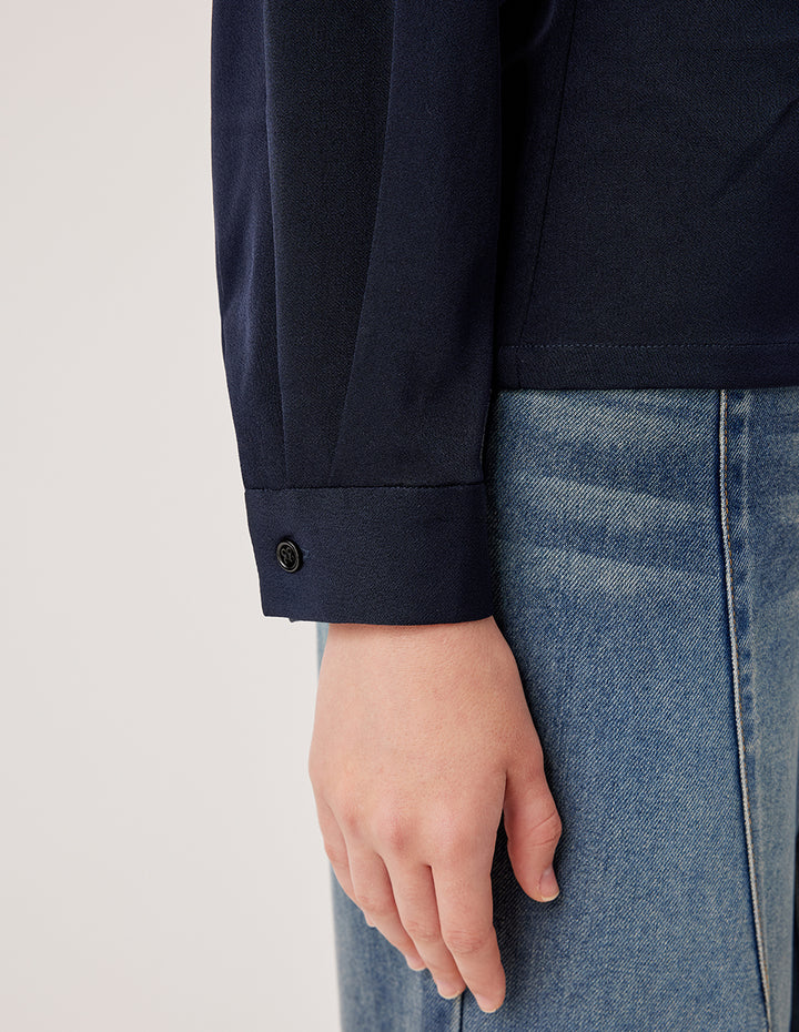 MARYLING V-Neck Long-Sleeved Twisted Silk Blouse