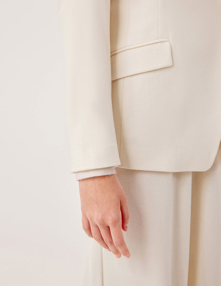 MARYLING V-Neck One-Button Long Sleeve Wool Blazer