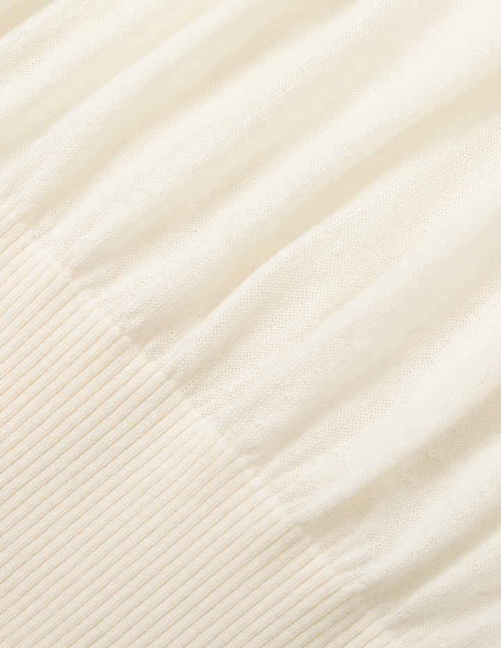 MARYLING V-Neck Long-Sleeved Ruched high-Waist Stretch Wool Knit Pullover