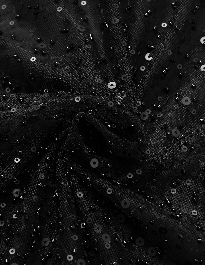 MARYLING Black Shiny Double-Layer High-Waisted Straight Skirt