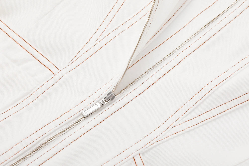 MARYLING Premium Cotton Coat with Statement Metal Zipper