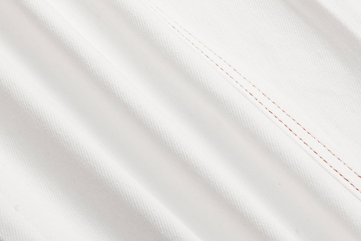 MARYLING Textured White Washed Jeans – Metal Zipper Detail