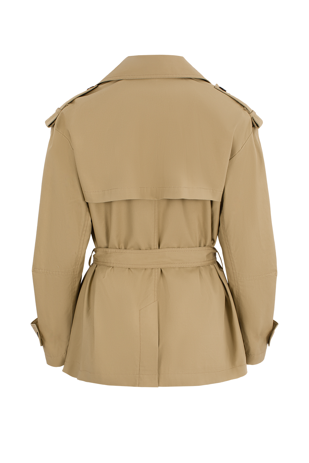 MARYLING Khaki Coat – Wide Belt & Vintage Texture