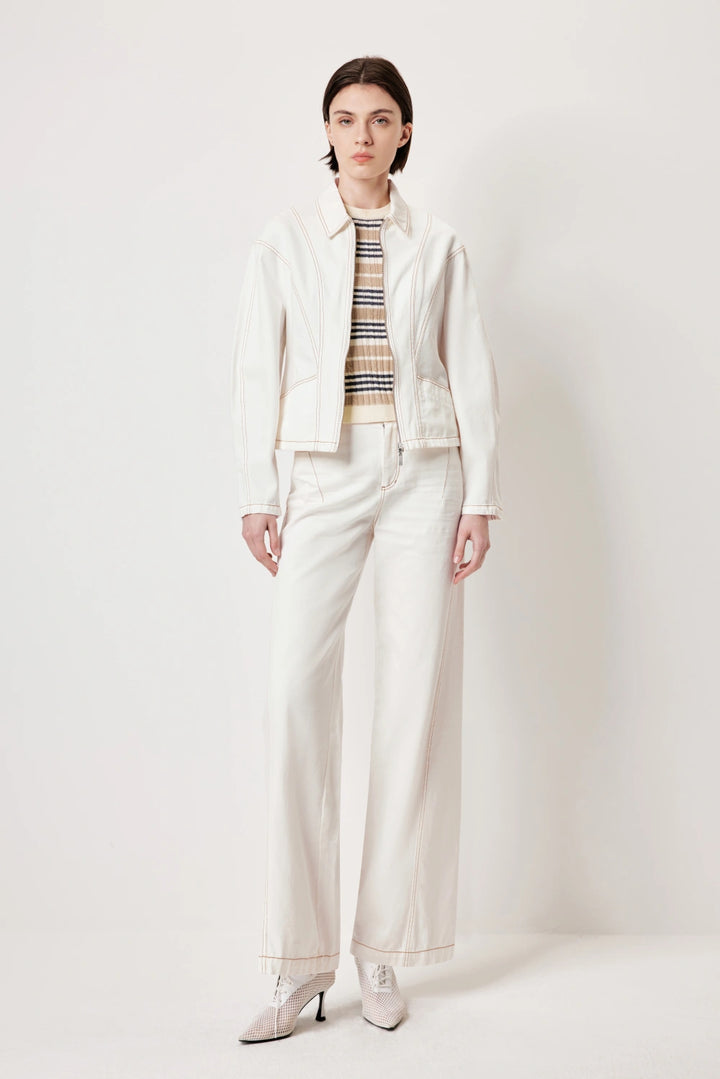 MARYLING Premium Cotton Coat with Statement Metal Zipper