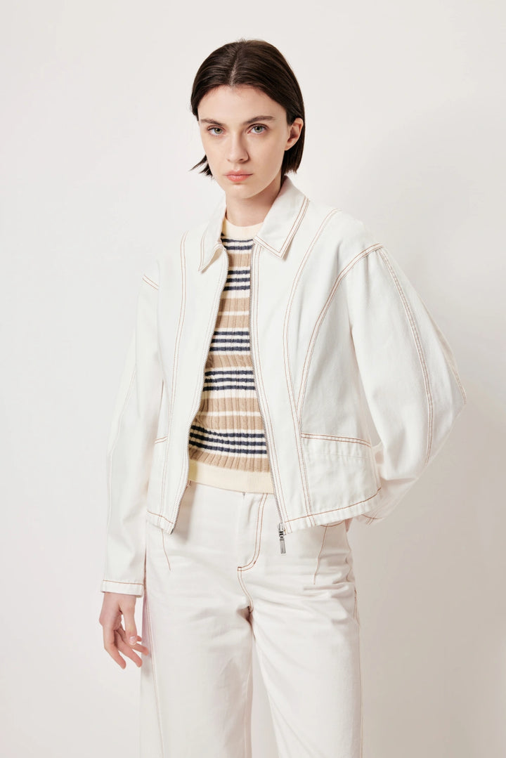 MARYLING Premium Cotton Coat with Statement Metal Zipper