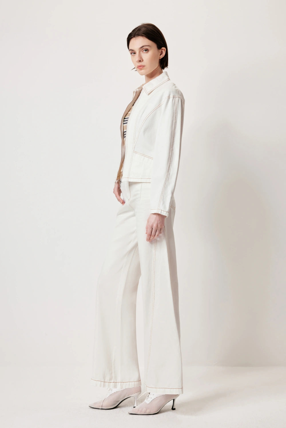 MARYLING Premium Cotton Coat with Statement Metal Zipper