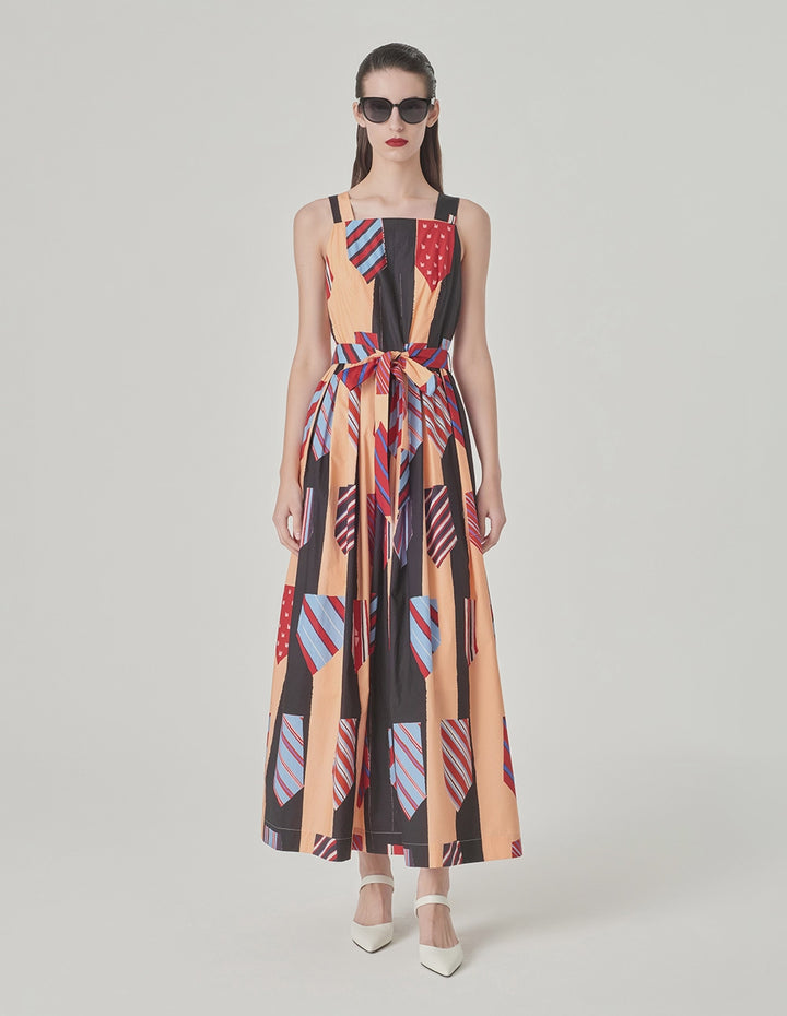 MARYLING H-Shaped Vest Printed Dress