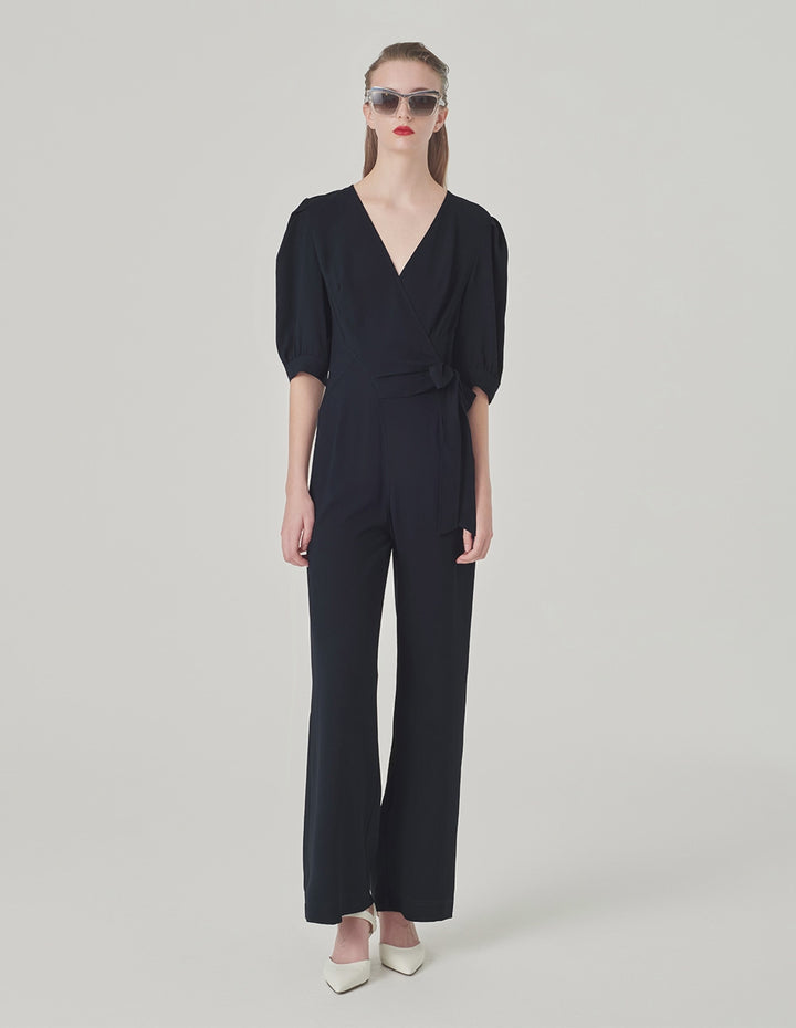 MARYLING V-Neck Embellished Belt Jumpsuit