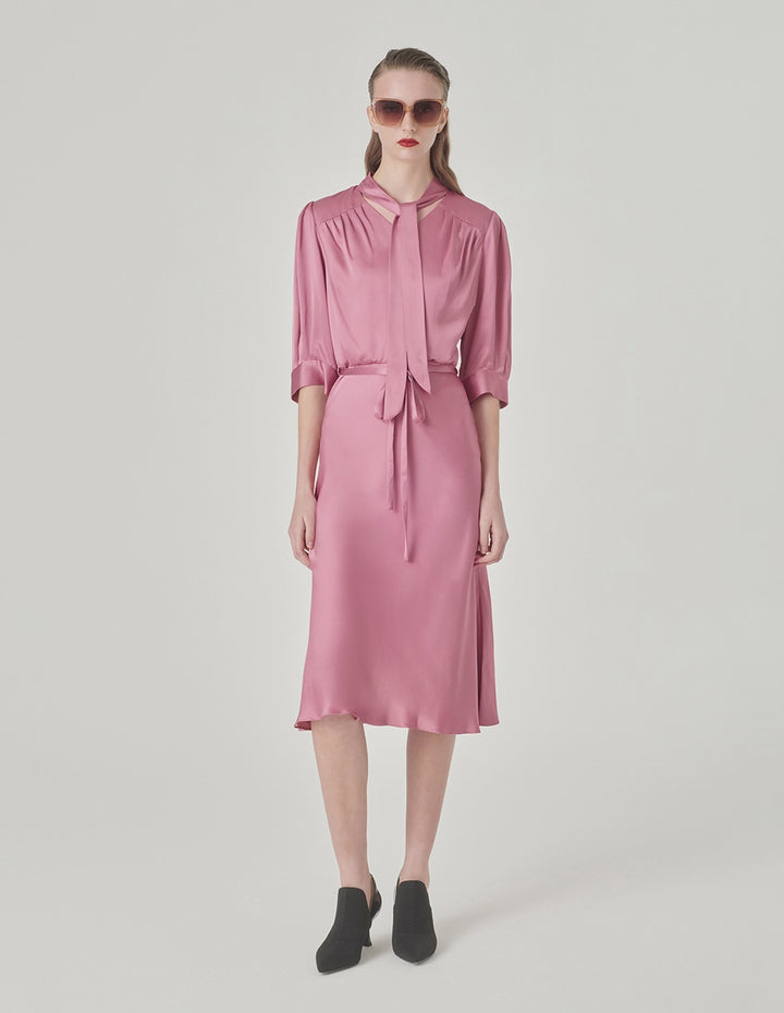 MARYLING V-Neck Short Sleeves Pink Fishtail Dress