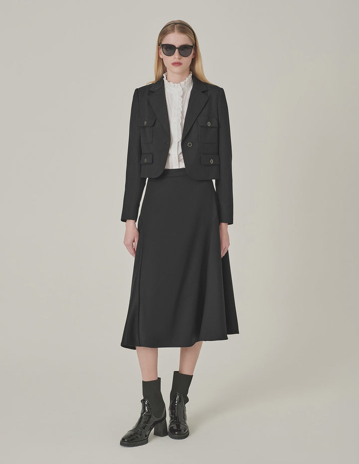 MARYLING Black H-Shaped Cropped Blazer