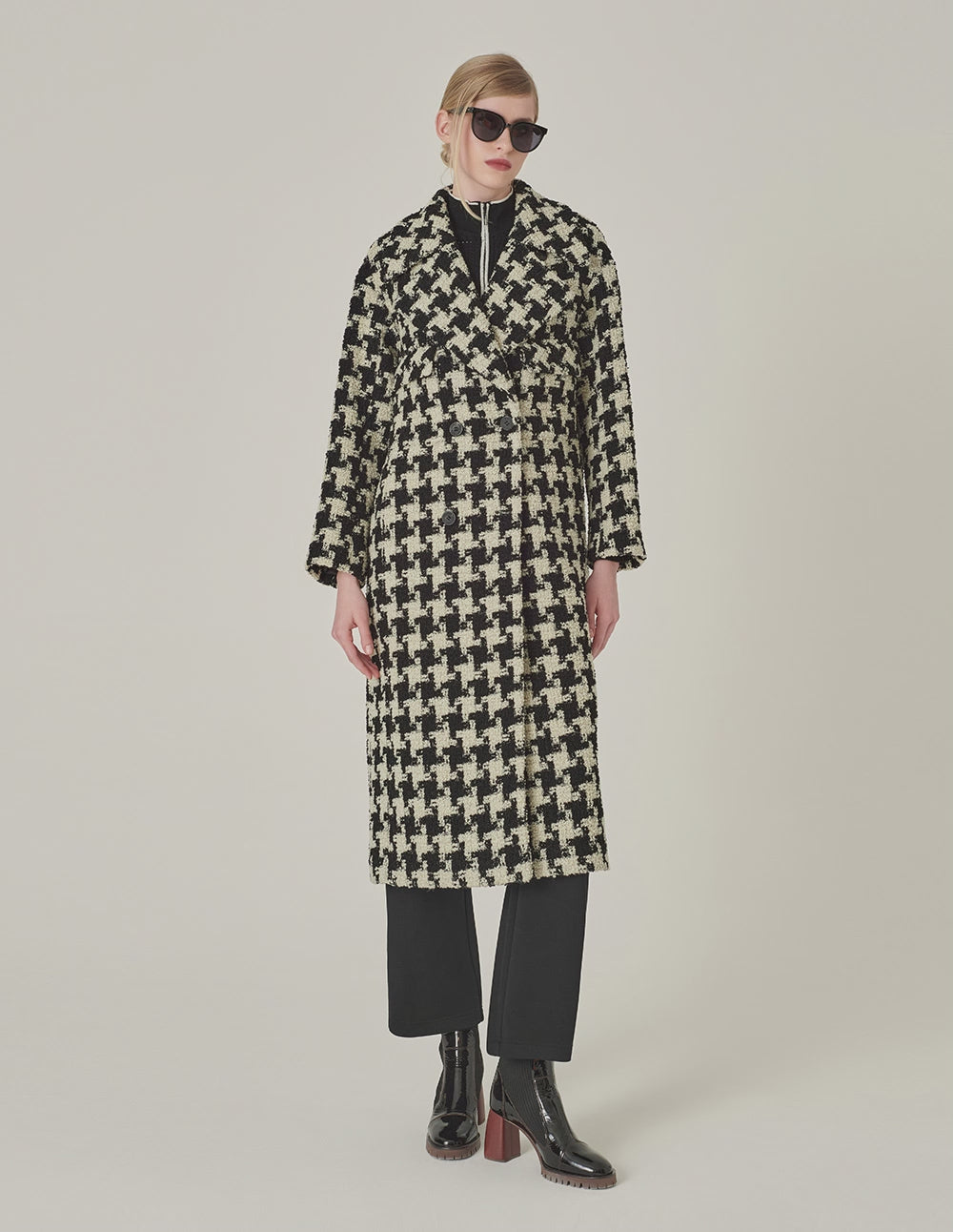 MARYLING Houndstooth Print H-Line Coat