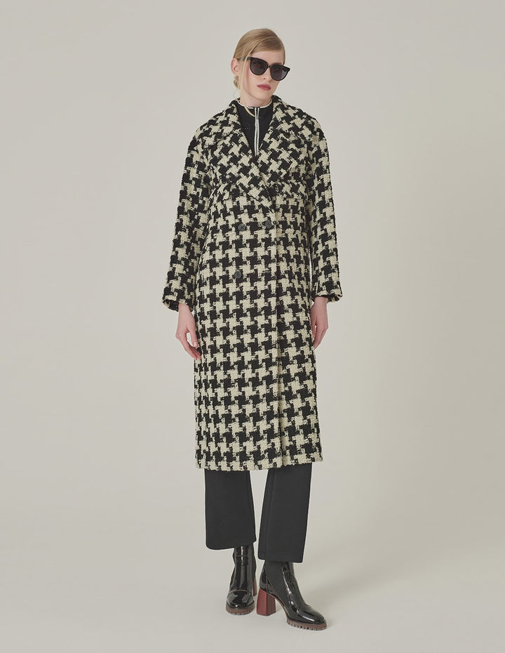 MARYLING Houndstooth Print H-Line Coat