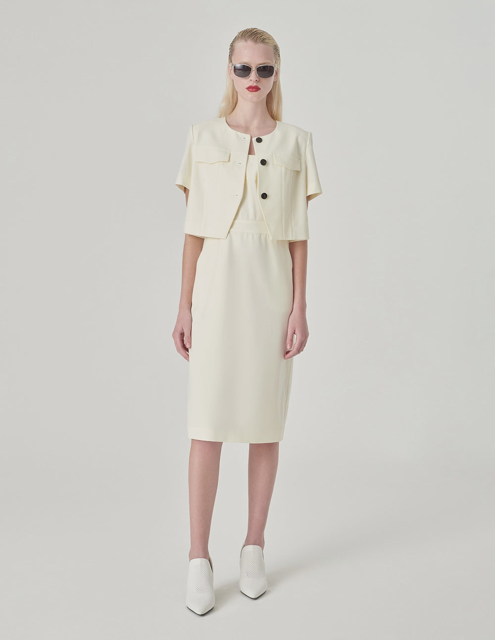 MARYLING Short Jacket With Round Neck And Slits