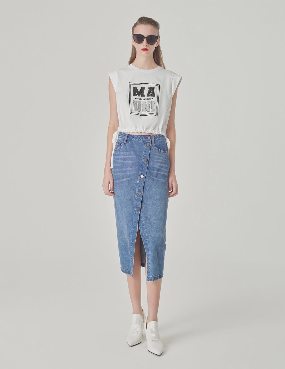 MARYLING Sequin Embroidered Logo T-Shirt