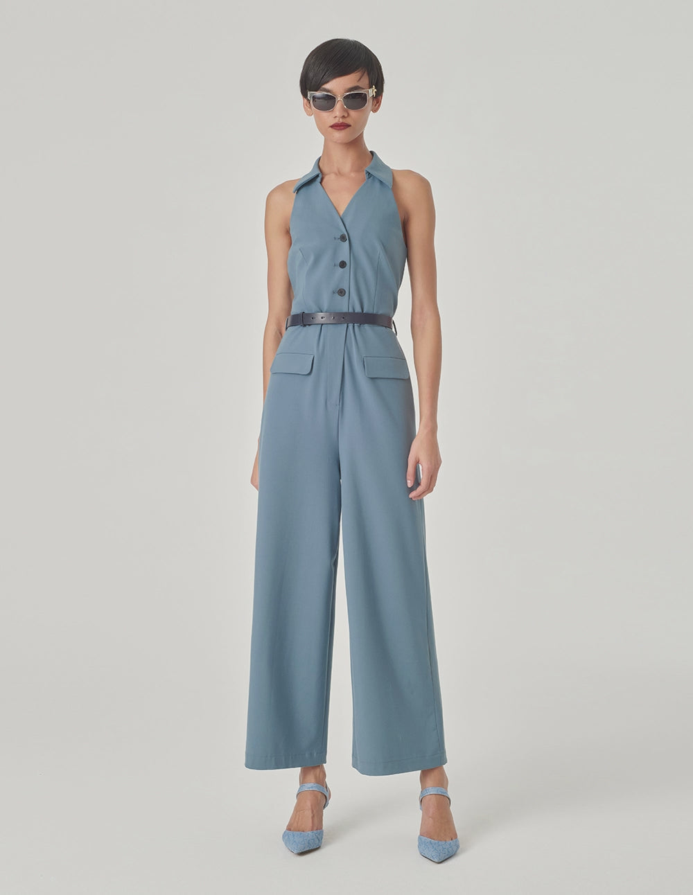 MARYLING Lapel Off-The-Shoulder Jumpsuit