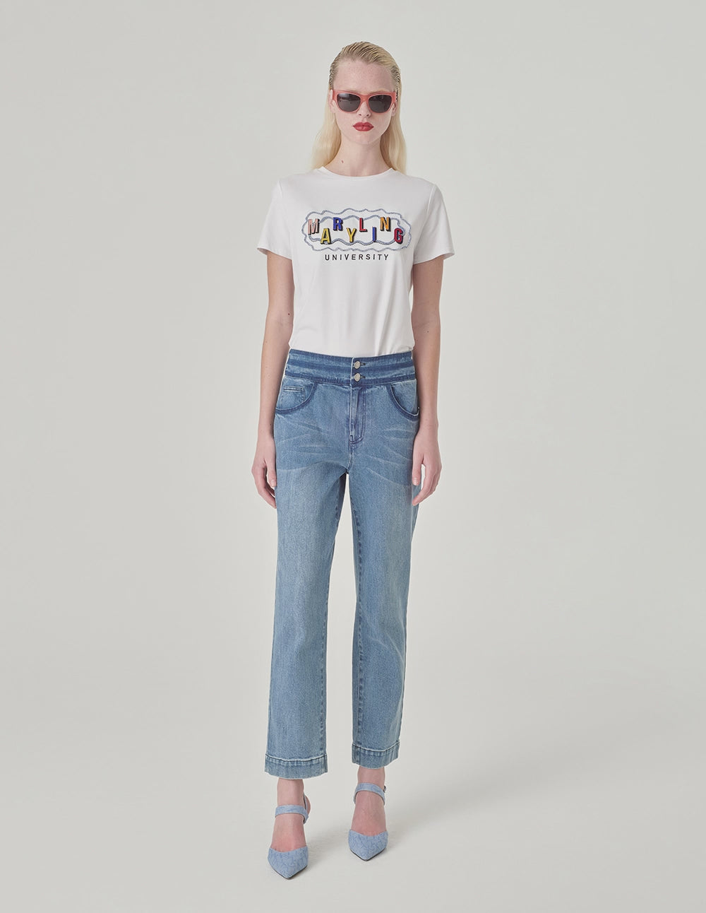 MARYLING White Embroidered T-Shirt