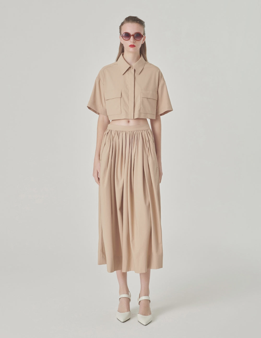 MARYLING Pleated Parapet Skirt