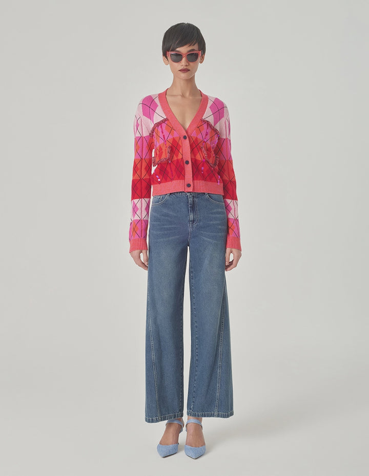 MARYLING Denim Blue Loose Fit Denim Trousers