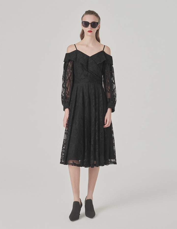 MARYLING Off-Shoulder A-Hem Lace Dress