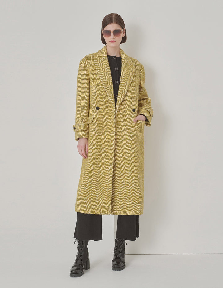 MARYLING Suit Collar Double Breasted Long Coat
