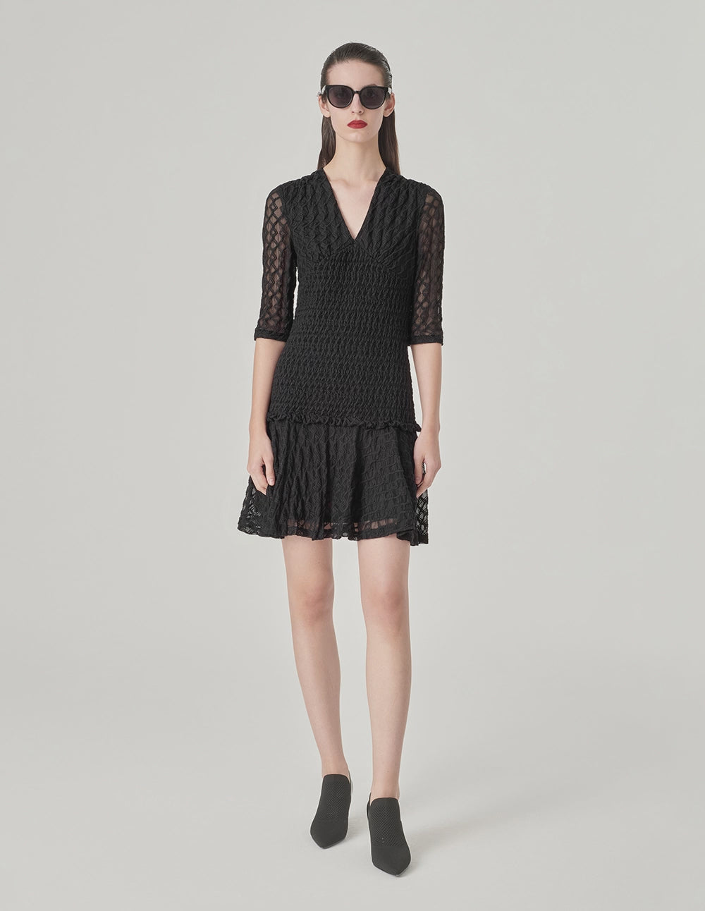 MARYLING Jacquard V-Neck Dress